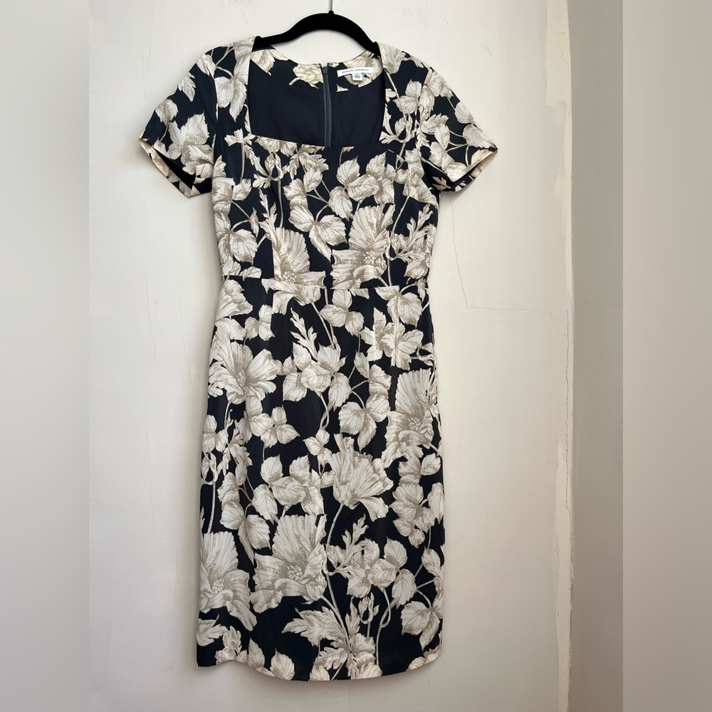 banana republic square neck floral sheath dress